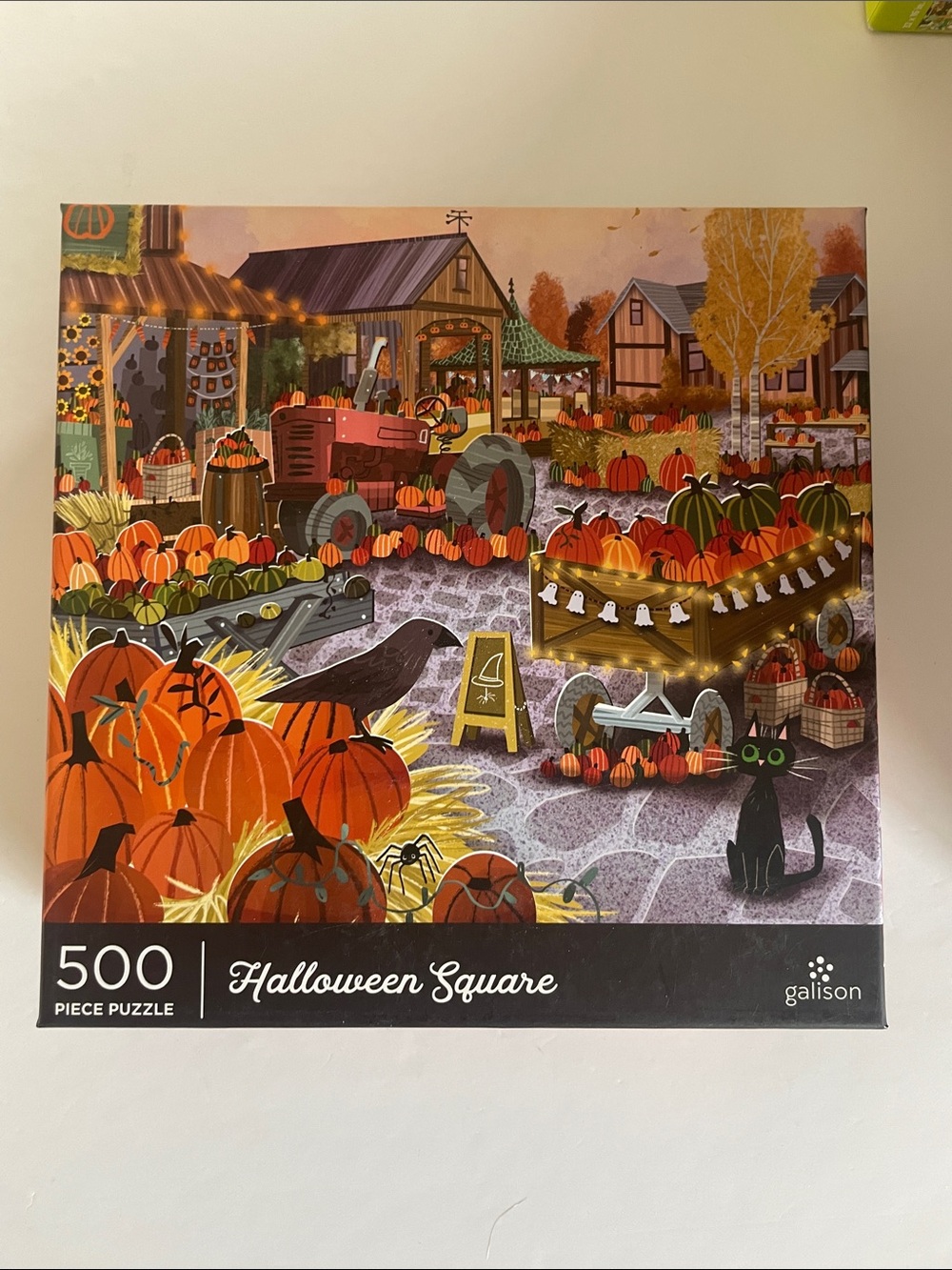 Galison Halloween Square 500-Piece Puzzle - Orange Pumpkin Market